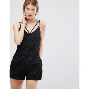 NEW Greylin Jaylee Lace Applique Romper in Black S